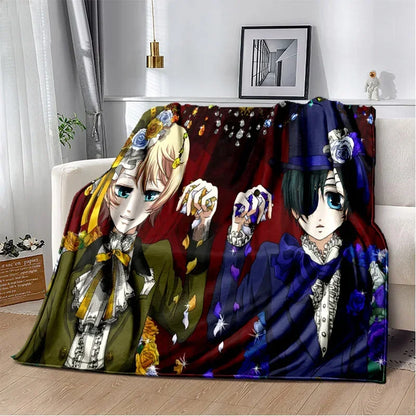 Cartoon Black Butler Anime 3D Blanket,Soft Throw Blanket for Home Bedroom Bed Sofa Picnic Travel Office Rest Cover Blanket Kids