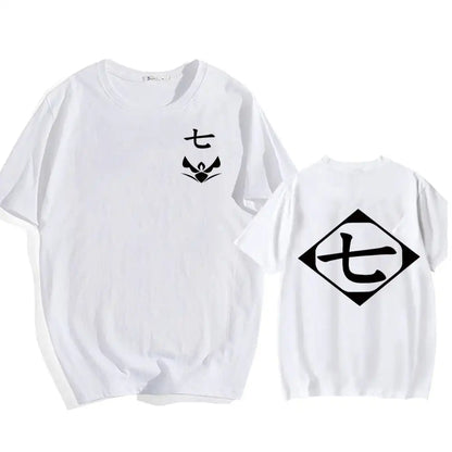 Bleach: Soul Society  Print T-shirt  Oversized Casual Cotton Black and White Short Sleeves Men's Clothing
