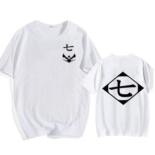 Bleach: Soul Society  Print T-shirt  Oversized Casual Cotton Black and White Short Sleeves Men's Clothing
