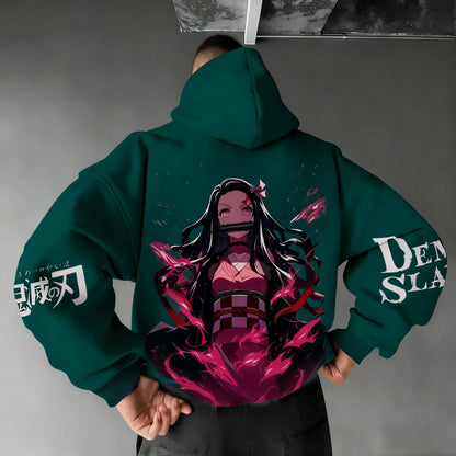 Demon Slayer: Men's Hoodie Sweatshirt Kamado Nezuko Anime Spring Autumn Winter Boy Harajuku Long-sleeved Parent-child Outfit