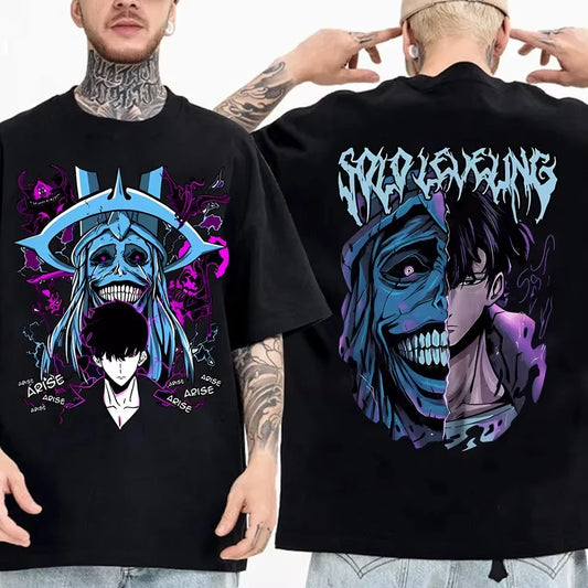 Solo Leveling: T Shirt Men Sung Jinwoo Graphic Tees Harajuku Short Sleeve