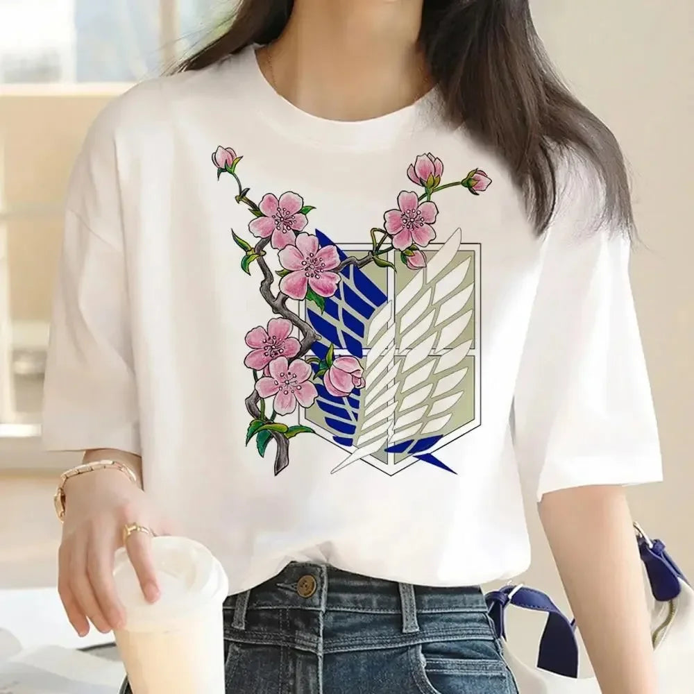 Attack on Titan: Graphic Print Harajuku T Shirt Casual Fashion Short Sleeve T-Shirt Women Graphic T Shirts