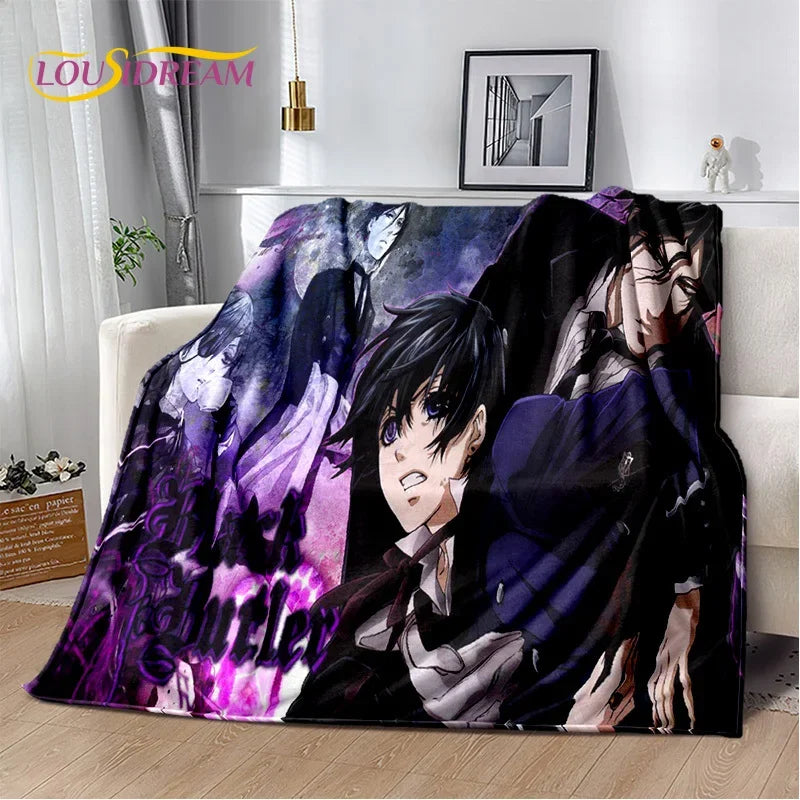 Cartoon Black Butler Anime 3D Blanket,Soft Throw Blanket for Home Bedroom Bed Sofa Picnic Travel Office Rest Cover Blanket Kids