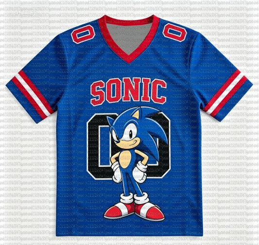 Sonic The Hedgehog: Personalized Sonic Football Jerseys for Adult Summer V-neck Sports T Shirts Sonic Cosplay Clothing  Football T Shirts