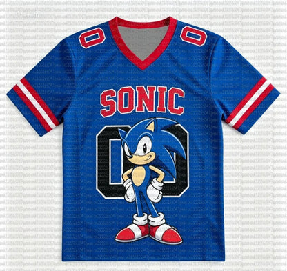 Sonic The Hedgehog: Personalized Sonic Football Jerseys for Adult Summer V-neck Sports T Shirts Sonic Cosplay Clothing  Football T Shirts
