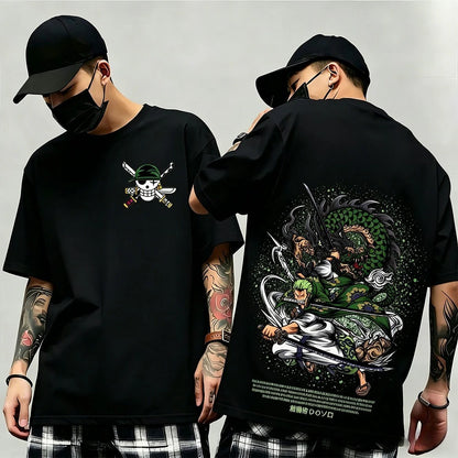 One Piece: Summer New Arrival: Pattern T-shirt, unisex, anime print, casual short-sleeved, fashionable streetwear top, Y2K style.