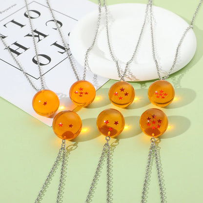 Dragon Ball:Series 1-7 Planet Necklace, Goku Ball Pendant Metal Necklace for Men and Women Cosplay Accessories