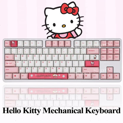 Hello Kitty:87/108 Keys  Mechanical Keyboard Anime Rgb Kawaii Customized For Home Office Laptop Computer For Pc Gamer