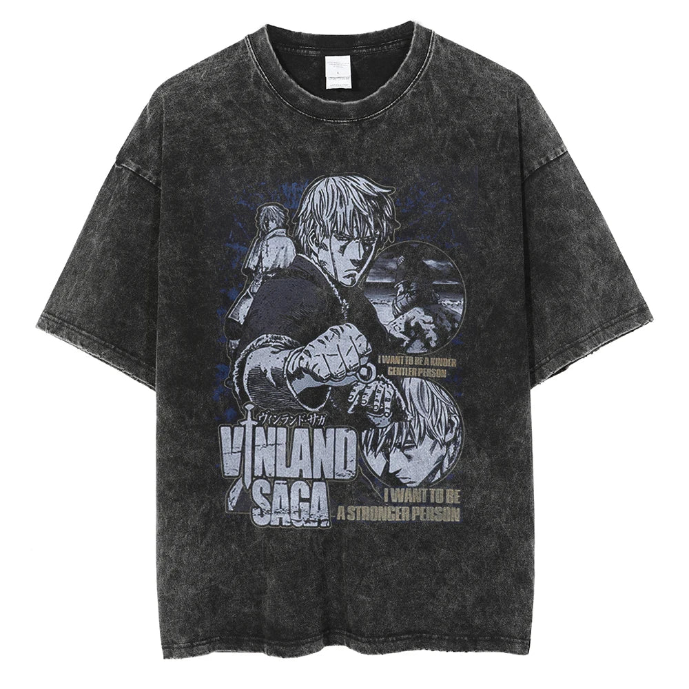 Vinland Saga: Manga T Shirt Men Women Washed Cotton T-shirt Harajuku Streetwear Men's Clothing Summer Casual Short Sleeve Tees