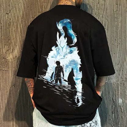 Solo Leveling: Official Anime T-Shirt - Licensed Cotton Oversized Y2K Streetwear for Otaku, Casual Wear & Comic Conventions