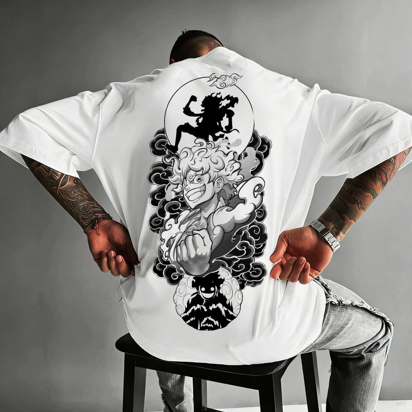 New Men's One Piece Print T-Shirt, Harajuku Style, 100% Cotton, Roronoa Zoro and Luffy Print, Loose Fit Short Sleeve