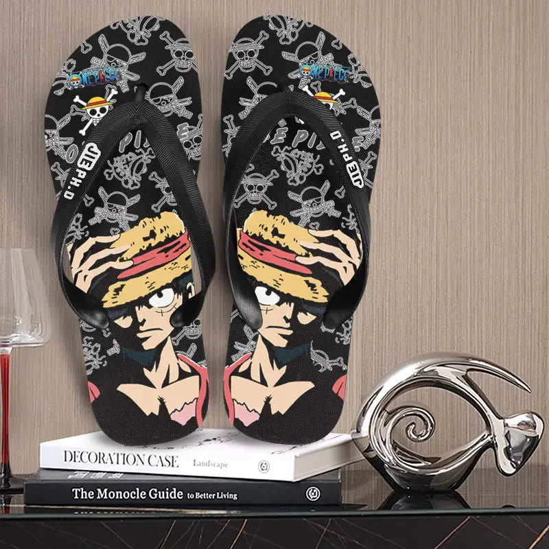 One Piece: Slides Luffy Cartoon Flip Flops Slippers - Non-Slip Outdoor Summer Sandals Unisex for Adults Cartoon eva slippers