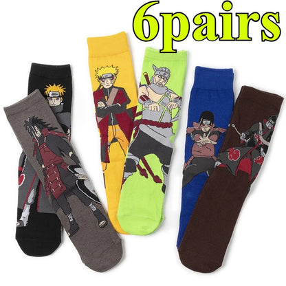 Naruto: 6 pairs of anime socks, anti slip grip socks, fitness Pilates hiking socks, bicycle socks, women's socks, back to school season
