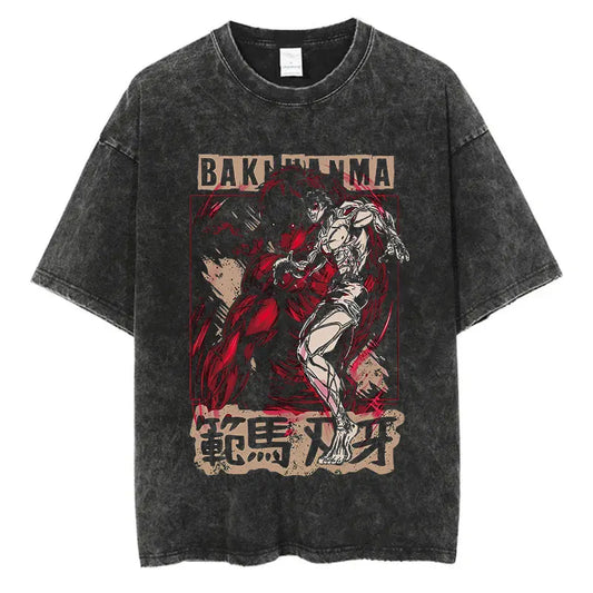 Baki Haman: Tshirts Harajuku Vintage 100% Cotton 2024 New Washed T Shirt For Men Hip Hop Streetwear Oversize T-shirt