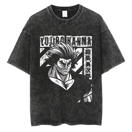 Baki Haman: Tshirts Harajuku Vintage 100% Cotton 2024 New Washed T Shirt For Men Hip Hop Streetwear Oversize T-shirt