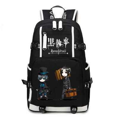 Black Butler: USB Backpack Book Bag Casual Travel Computer Men Women Girl Boys Cosplay Bag Schoolbag Laptop Bags