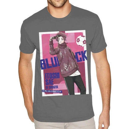 Blue Lock: Short Sleeve Crew Neck Natural Cotton Itoshi Sae TShirt Worlds Boyfriends S T Shirt