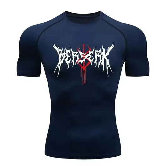 Berserk: Compression T-shirt Men Elastic Tight Sportswear Short-sleeved Gym Bodybuilding Quick-drying Sweatshirt Top S-3XL