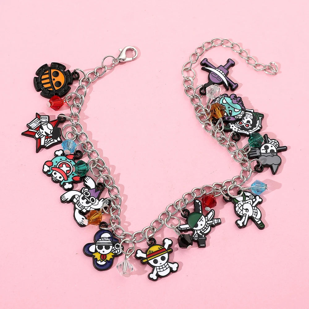 One Piece: Bracelets Anime Cartoon Monkey D. Luffy Pirate Pendant Chains Fashion Charms Bracelet for Women Jewelry Party Gifts