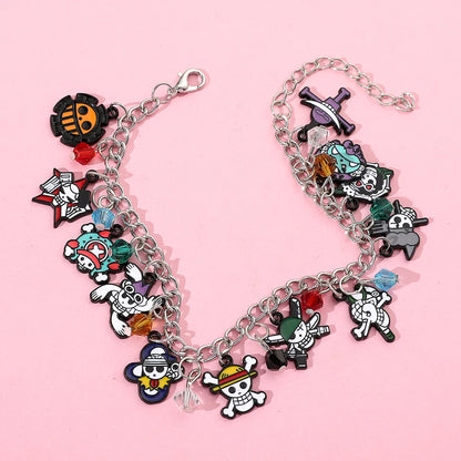 One Piece: Bracelets Anime Cartoon Monkey D. Luffy Pirate Pendant Chains Fashion Charms Bracelet for Women Jewelry Party Gifts