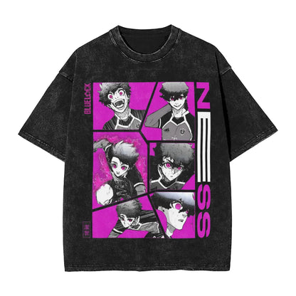 Blue Lock: ISAGI YOICHI T Shirt Printed Cotton Washed  Retro T-Shirts
