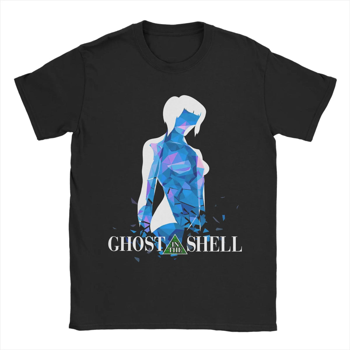 Ghost in the Shell: Major & Japanese Text Print T-Shirt Oversized Black Streetwear Cotton Tee Anime Sci-Fi Aesthetic