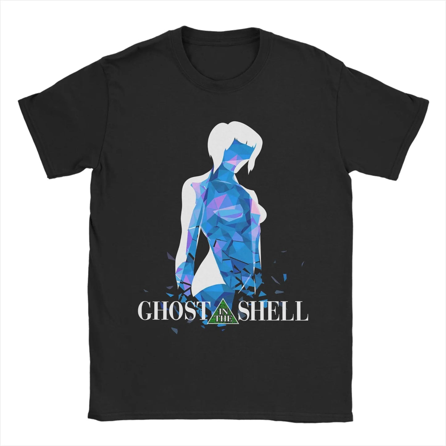 Ghost in the Shell: Major & Japanese Text Print T-Shirt Oversized Black Streetwear Cotton Tee Anime Sci-Fi Aesthetic