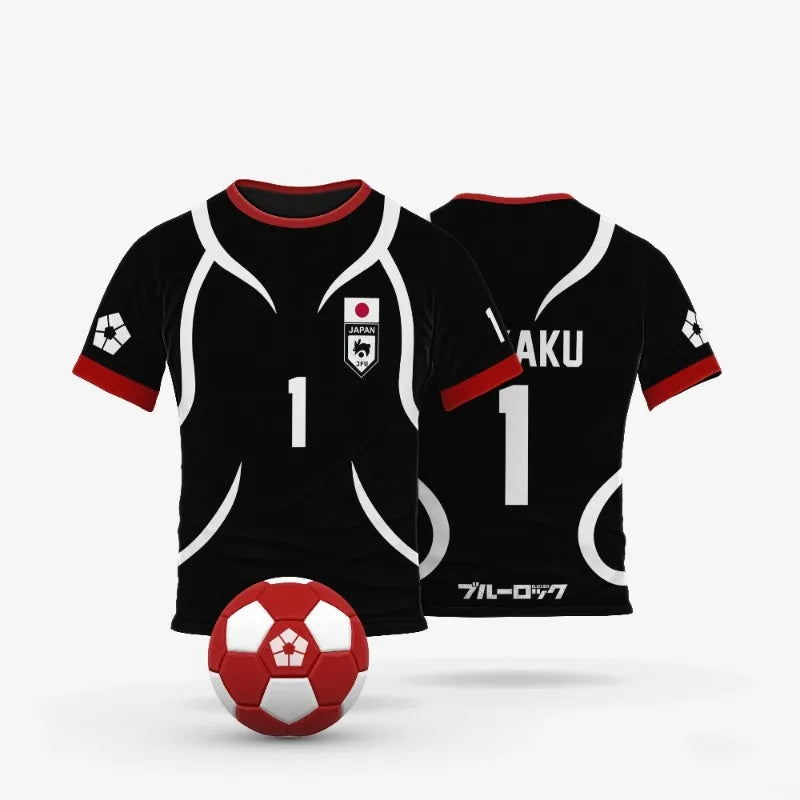 Blue Lock: Japan U20 Black Cartoon Anime Cosplay Men Jersey Summer Short Sleeve Children Tee Tops Quick-dry Fashion Women T-shirt