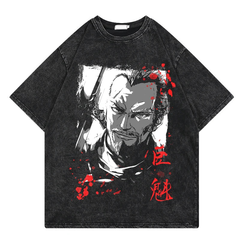 Vinland Saga: Vintage Washed Tshirt Graphic Print Hip Hop Streetwear Loose Y2k Summer Short Sleeve Harajuku 100% Cotton Top