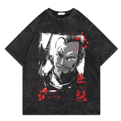Vinland Saga: Vintage Washed Tshirt Graphic Print Hip Hop Streetwear Loose Y2k Summer Short Sleeve Harajuku 100% Cotton Top
