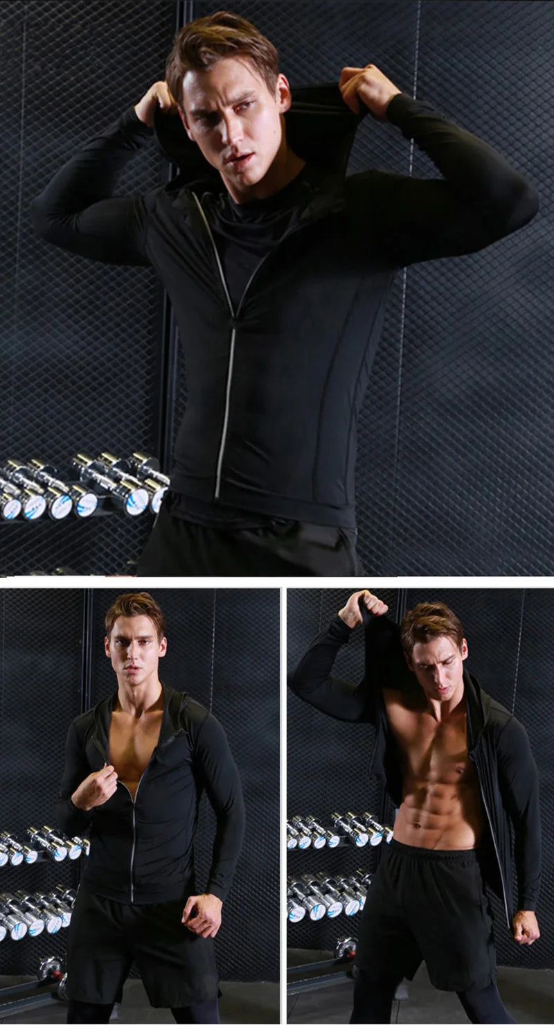 Baki: Print Fitness Running Jackets for Men Sports Athletic Hooded Coats Quick Dry Stretch Outwear Long Sleeve Zip Up Tops