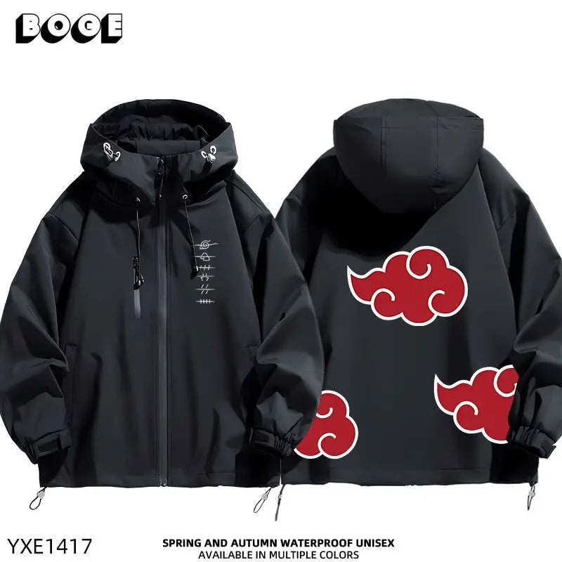 Naruto: Shippuden Akatsuki Organization Cartoon Jacket 2D Student Couple Hooded Coat Jacket Top Anime Peripheral Wholesale