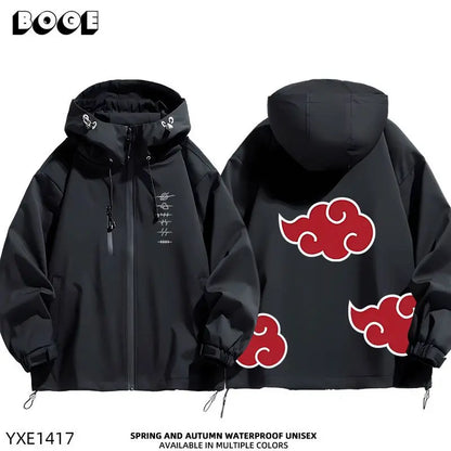 Naruto: Shippuden Akatsuki Organization Cartoon Jacket 2D Student Couple Hooded Coat Jacket Top Anime Peripheral Wholesale
