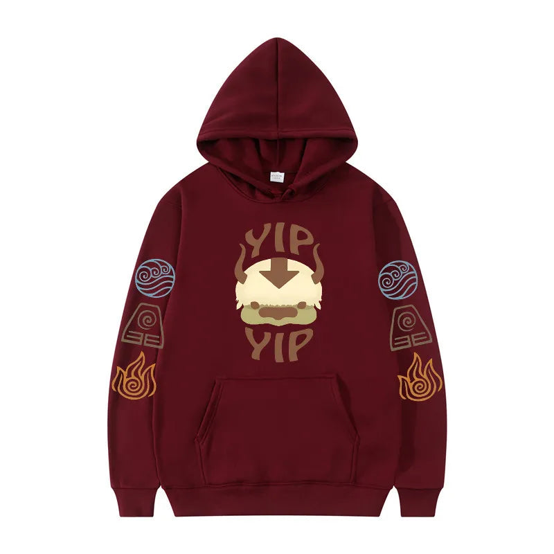 Avatar The Last Airbender: Hoodie Men's and Women's Couple Appa YIP Letter Printed Brushed Anime Sports Shirt Pullover Top