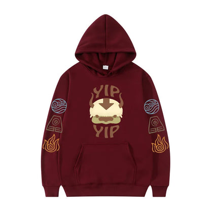 Avatar The Last Airbender: Hoodie Men's and Women's Couple Appa YIP Letter Printed Brushed Anime Sports Shirt Pullover Top