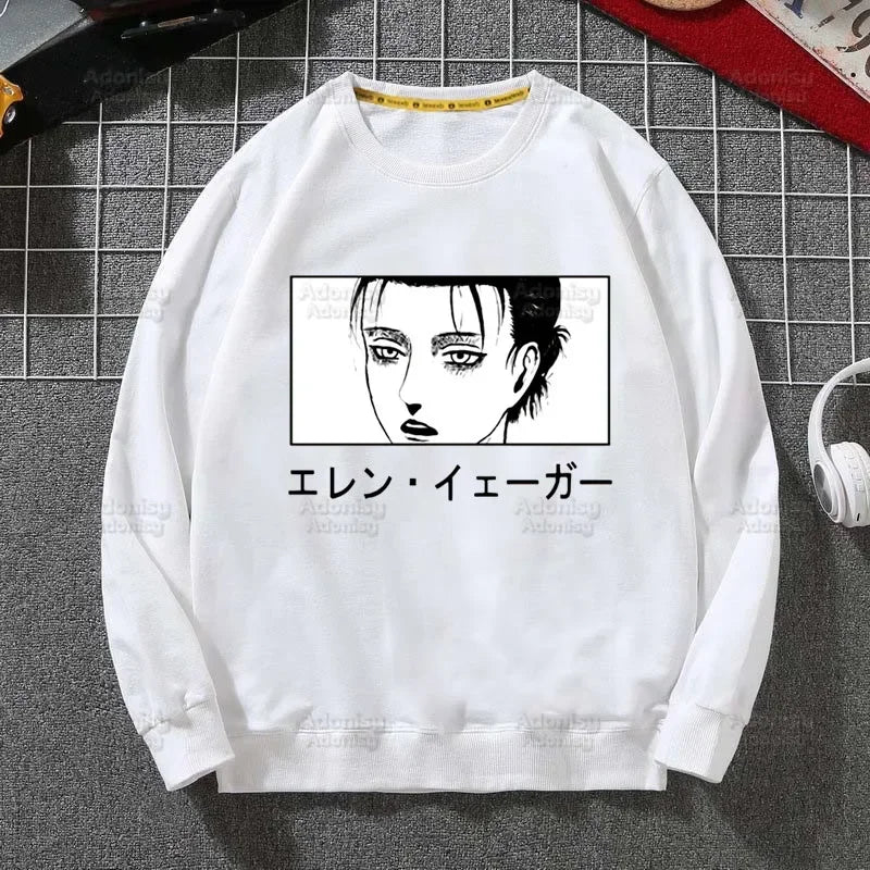 Attack on Titan Fleece Sweatshirts Harajuku Streetwear Autumn Spring Shingeki No Kyojin Anime O Neck Pullover Hoody Mens