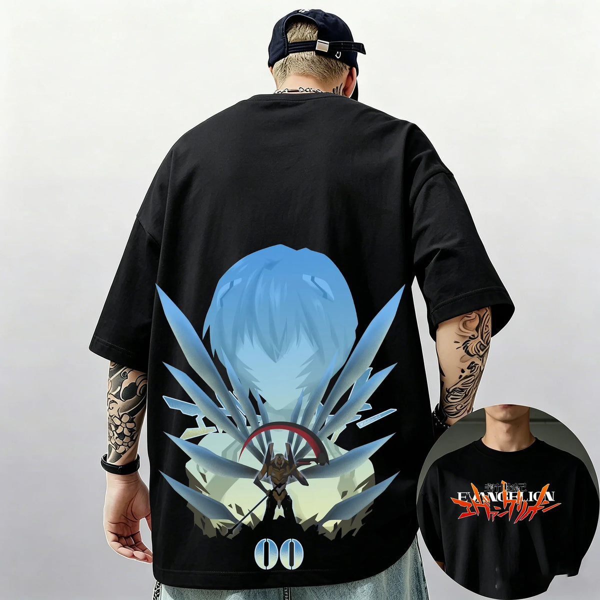 Evangelion: Pattern Street Style Print Short-Sleeve T-Shirt, Y2K Style, Suitable for Both Men and Women