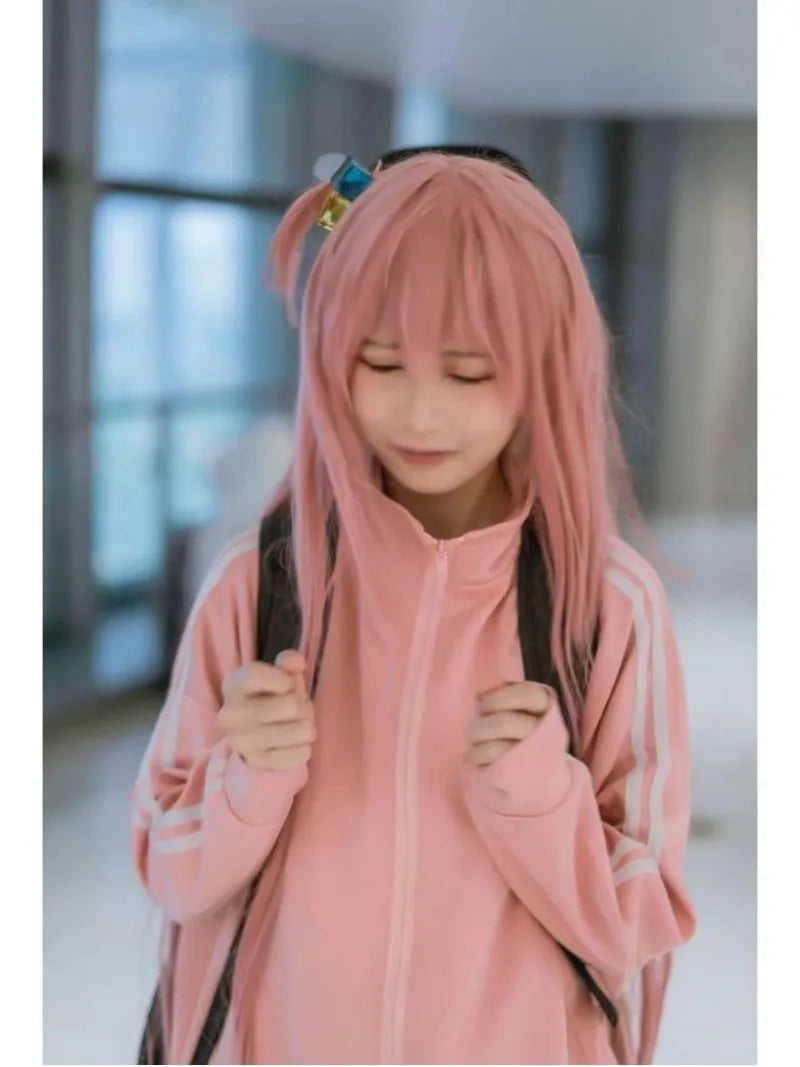 Bocchi The Rock:  Cosplay Gotoh Hitori Costume The Rock Pink School JK Uniform Sportswear Coat Skirt Full Set for Women Girls