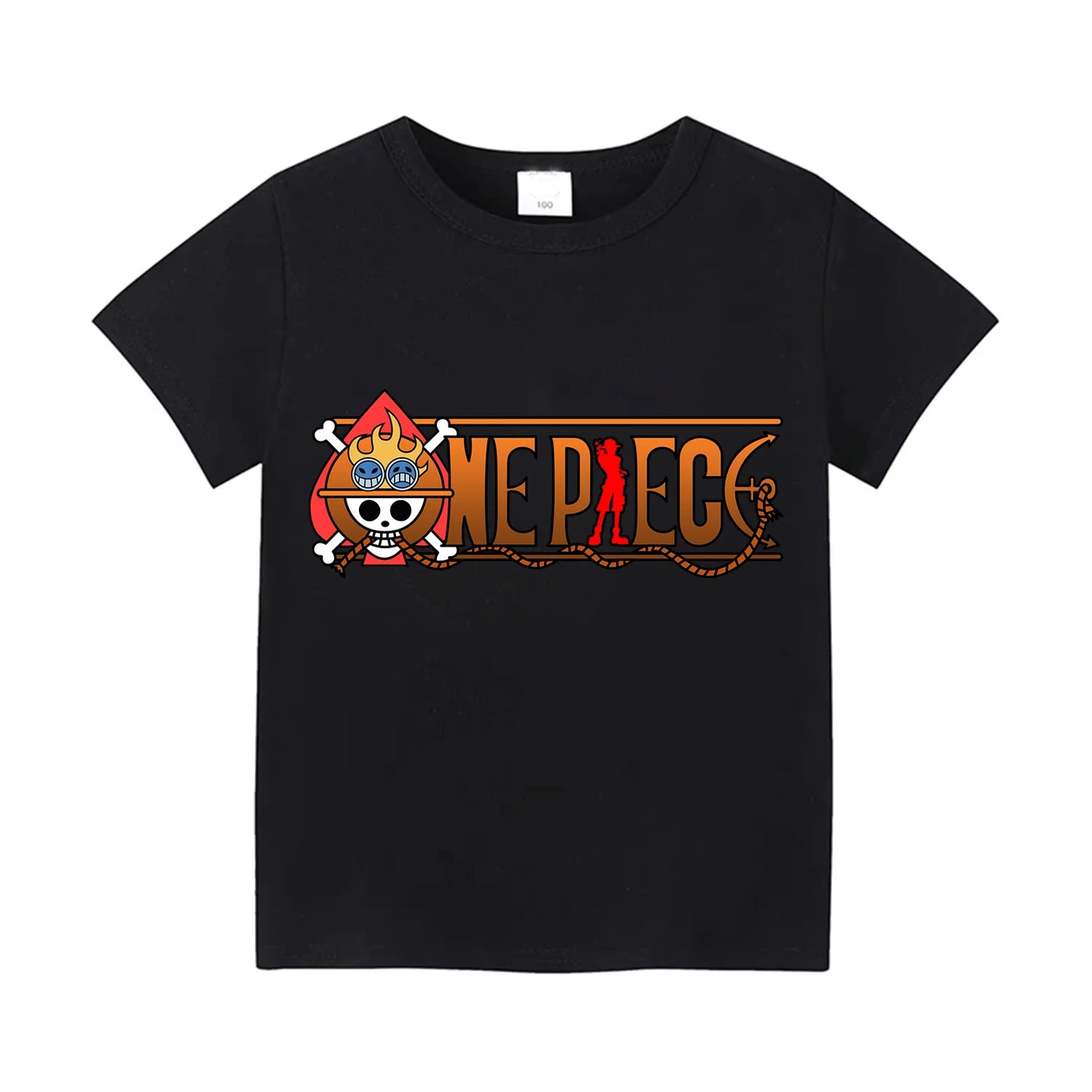 One Piece: Men's Fashion Portgas D. Ace Anime Print T-Shirt, Summer Trend, 100% Cotton, Casual Loose Short Sleeve