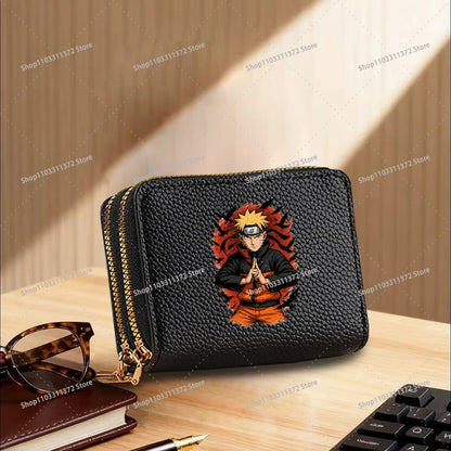 Naruto: Leather Wallet Cute Cartoon Printed Bags Fashion Zipper Short Coin Purse Multi-slot Bank Card Storage Bag Birthday Gift