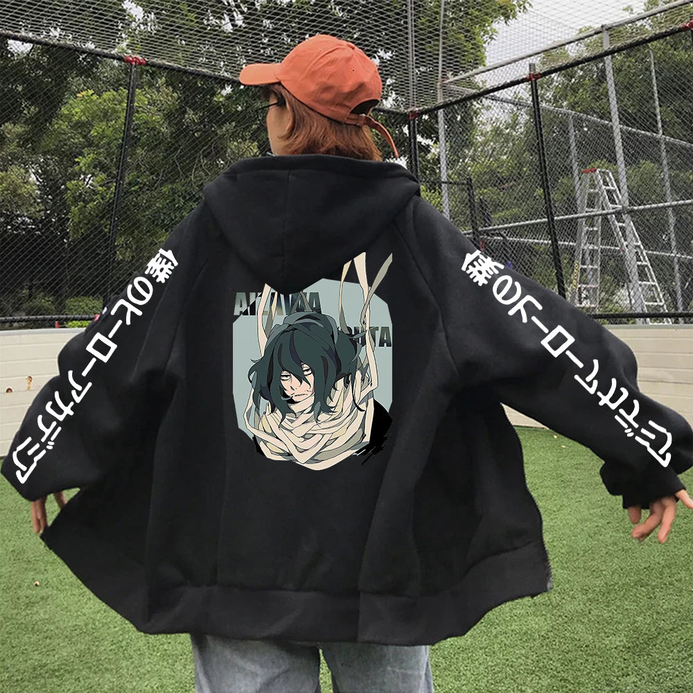My Hero Academia: Shouta Aizawa Cool Cartoon Men Zipper hoodies Boku no Hero Academia Manga Streetwear Winter Zipper coats