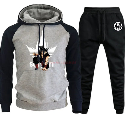 Dragon Ball Z - Hoodie+Pants Set Cartoon Goku Print Hooded Sweatshirt Long Sleeved Casual Sportswear Set Man Clothing Gift