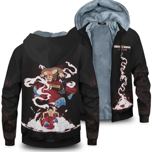 One Piece: Velvet Thick Warm Winter Oversized Hoodie Coat Zip Up Sweatshirt Winter Top Plus Size Coat Plush Jacket