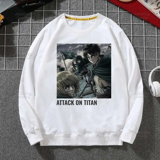 Attack on Titan Fleece Sweatshirts Harajuku Streetwear Autumn Spring Shingeki No Kyojin Anime O Neck Pullover Hoody Mens