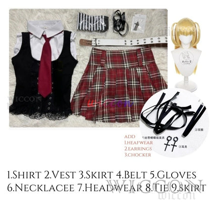 Death Note:Misa Cosplay  Misa Amane Cosplay Costume Daily Sexy Dress Subculture Necklace y2k jirai kei GothLoli Uniform Wig