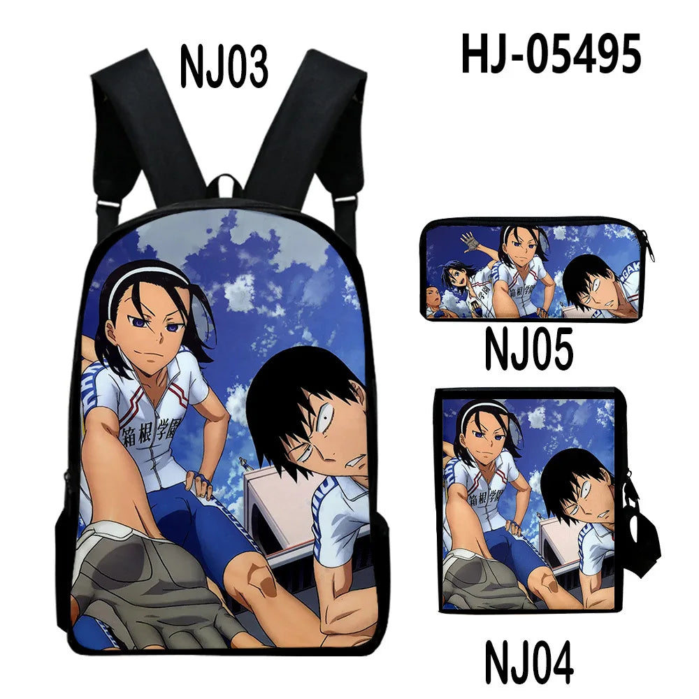 Yowamushi Pedal :3D Print 3pcs/Set pupil School Bags Laptop Daypack Backpack Inclined shoulder bag Pencil Case