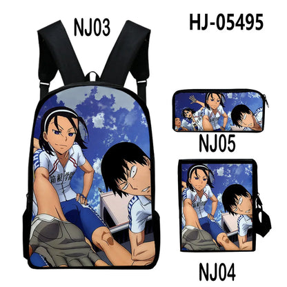 Yowamushi Pedal :3D Print 3pcs/Set pupil School Bags Laptop Daypack Backpack Inclined shoulder bag Pencil Case