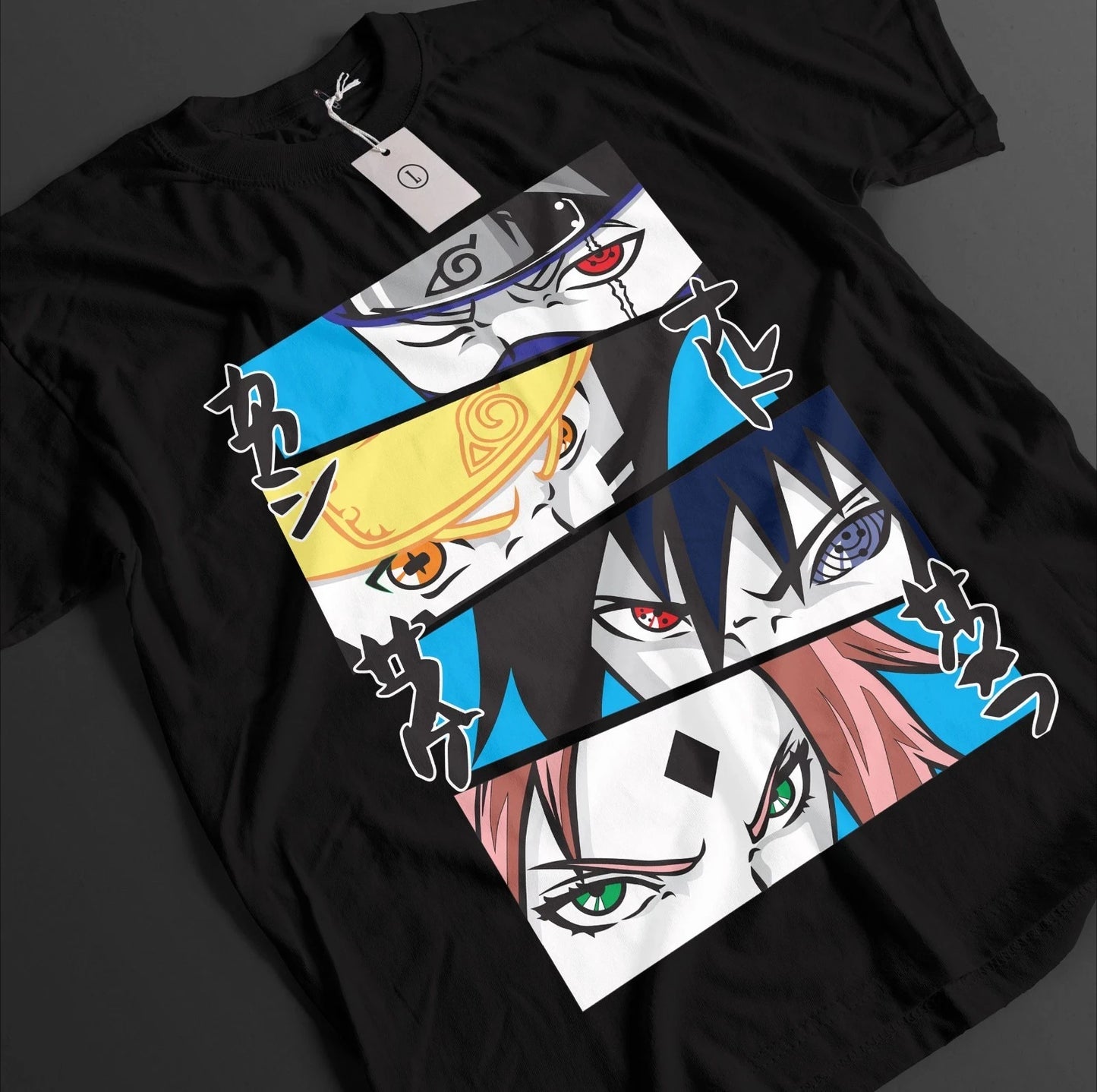 Naruto: Uzumaki Sasuke Anime Printed T-shirt Summer Men's Pure Cotton Neutral Casual Family Set Short Sleeved T-shirt