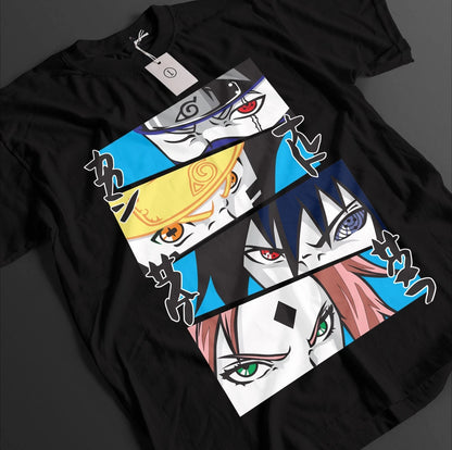 Naruto: Uzumaki Sasuke Anime Printed T-shirt Summer Men's Pure Cotton Neutral Casual Family Set Short Sleeved T-shirt