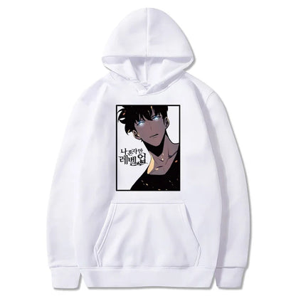 Solo Leveling: Hoodie Sung Jin Woo Printed Hooded Streetwears Winter Warm Fleece Sweatshirt Plus Size Pullover